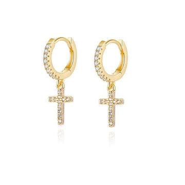 Silver Color Christian Cross Zircon Crystals Personality Pendant Pendant Earrings Women's Jewellery Gifts - The Jewellery Supermarket